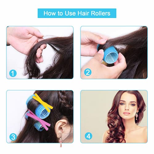 Juego de rulos para el cabello con agarre automático rizador de cabello sin calor como usar
