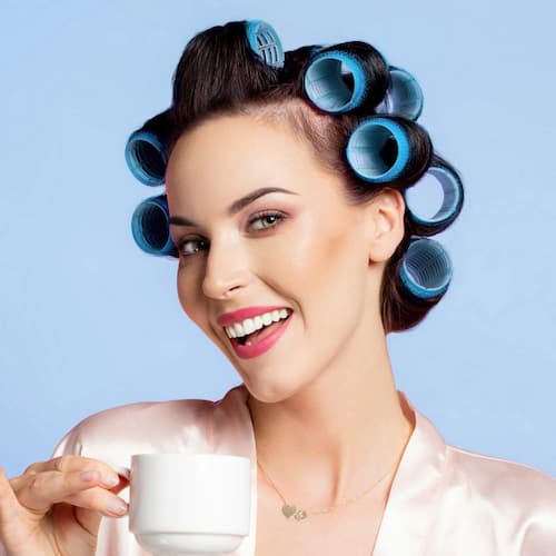 Juego de rulos para el cabello con agarre automático rizador de cabello sin calor ejemplo