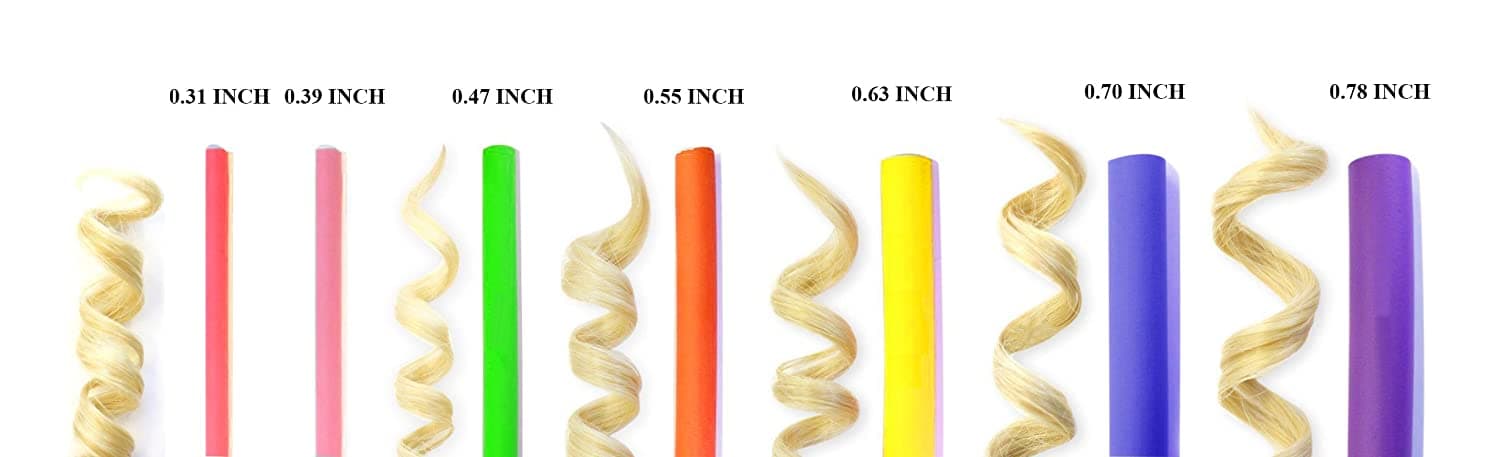 xnicx Juego de 47 varillas flexibles rizadores de pelo sin calor tamaño