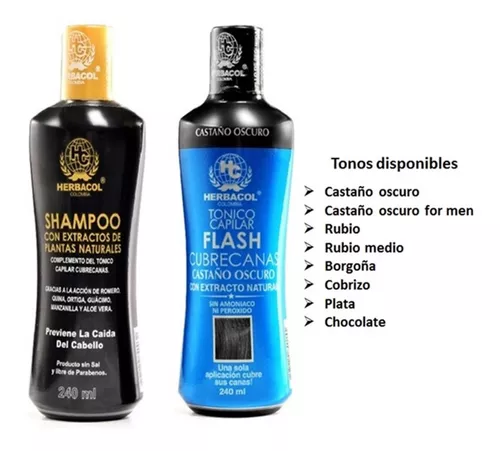 cubre canas instantaneamente con shampoo herbacol